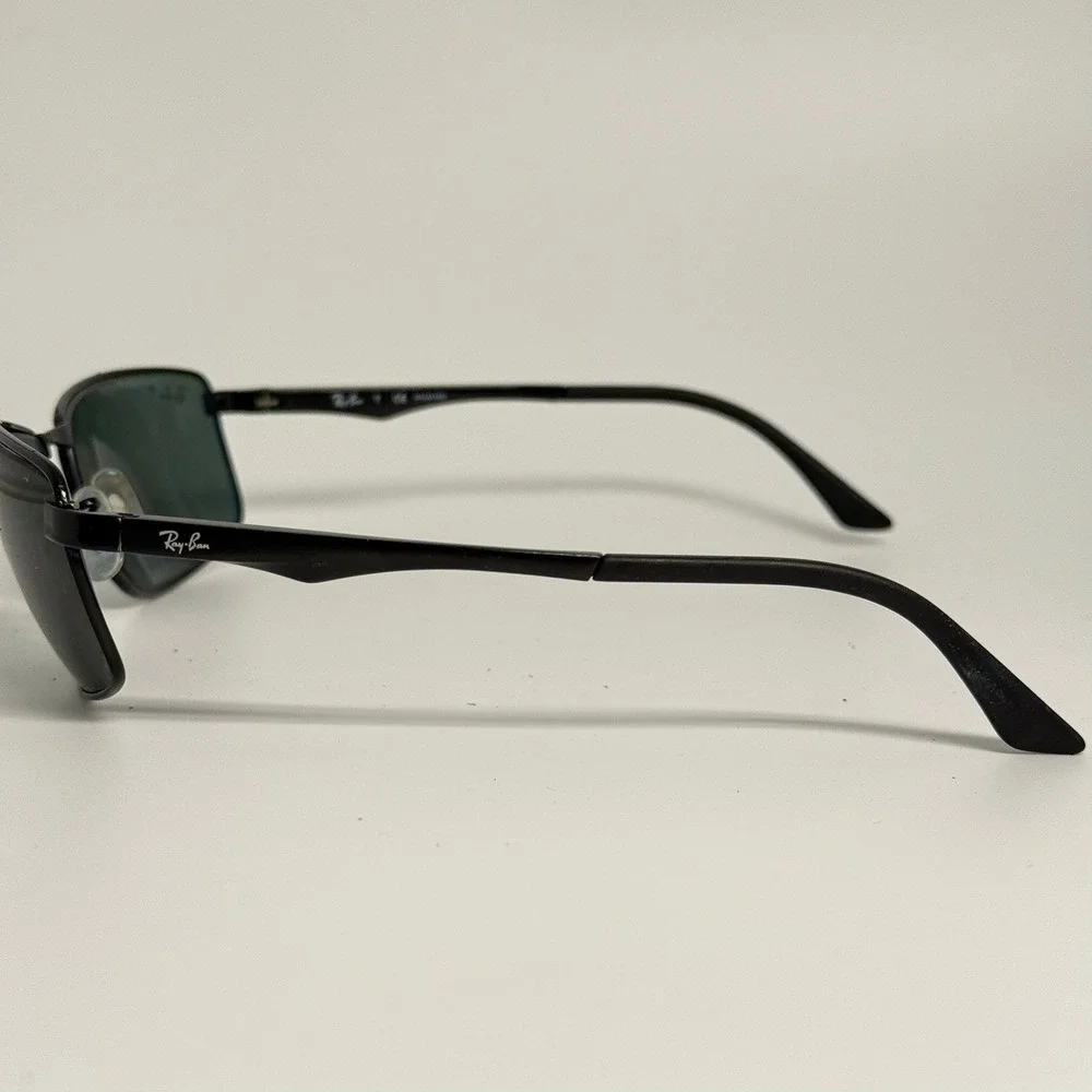 Ray-Ban RB 3498 002/9A Polarized Sunglasses Black Metal Rectangle 64-17 135